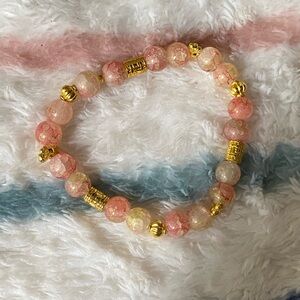 Chic Gold and Pink Beaded Bracelet